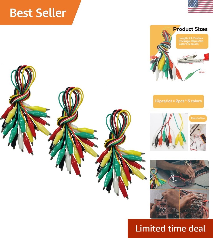 30PCS Color-Coded Alligator Clips for Electrical Experiments - Detachable Design