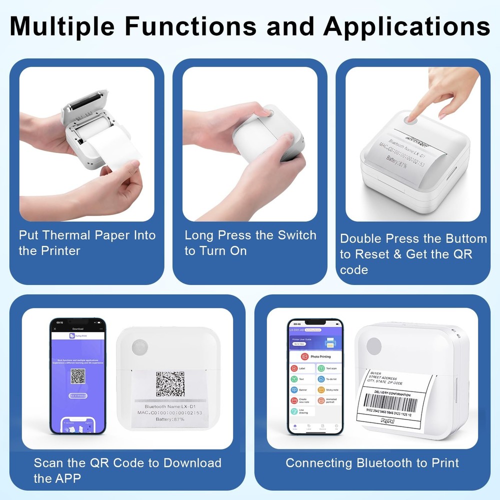 Label Maker Machine with Tape - Thermal Label Printer Bluetooth Label Maker M...
