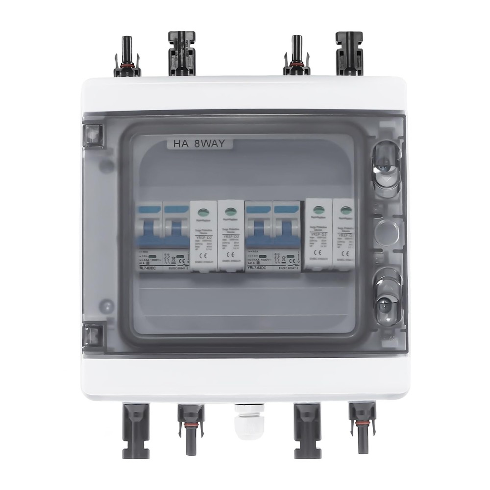 2 Strings Solar Combiner Box FIT Solar Panel Disconnect Switch Circuit Breaker