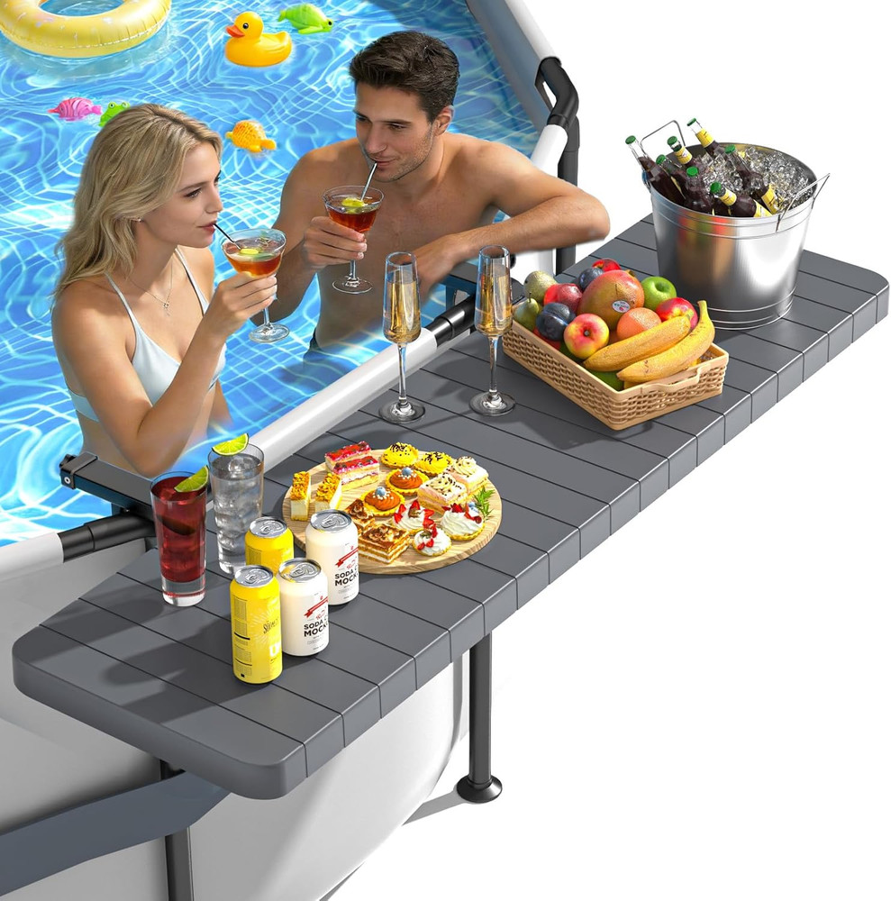 Pool Bar, above Ground Poolside Bar Table, 49.4×9.6" Stable & Large Pool Side Ta