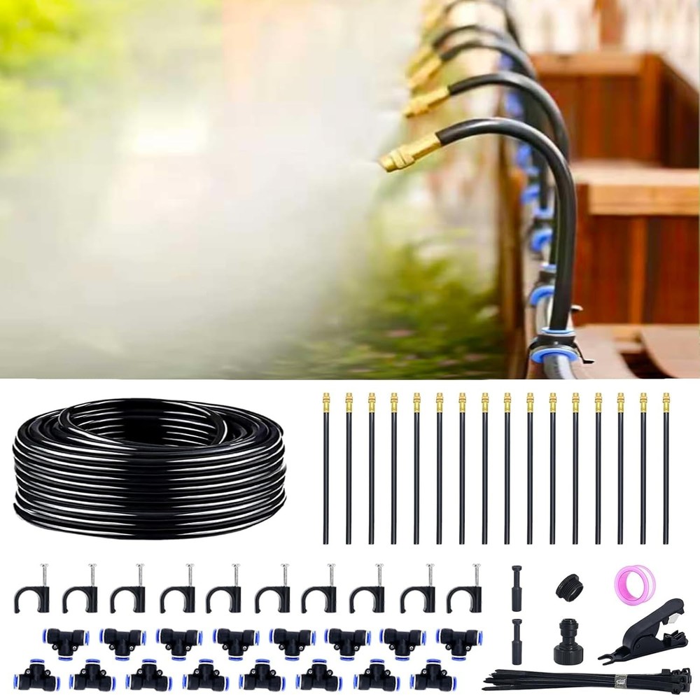 All-in-One 50FT Adjustable Drip Watering System with Quick Connector Setup