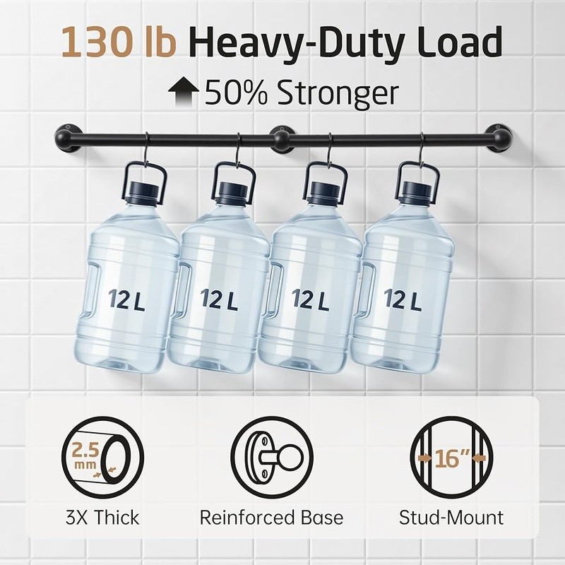 Heavy Duty Wall Mounted Pot Capacity Cast Iron Organizer US