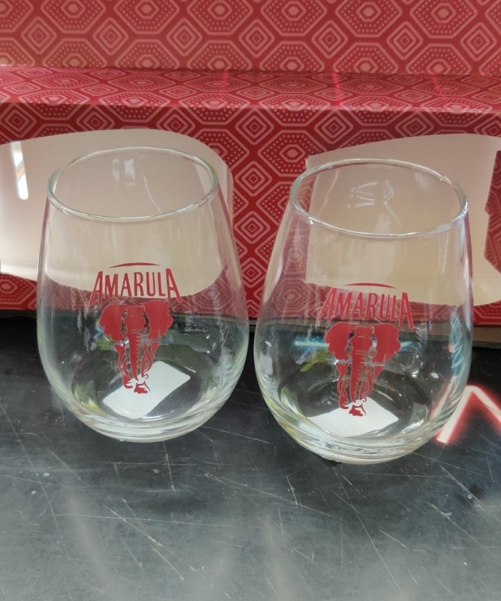 Amarula elephant logo cocktail stemless glasses 12oz