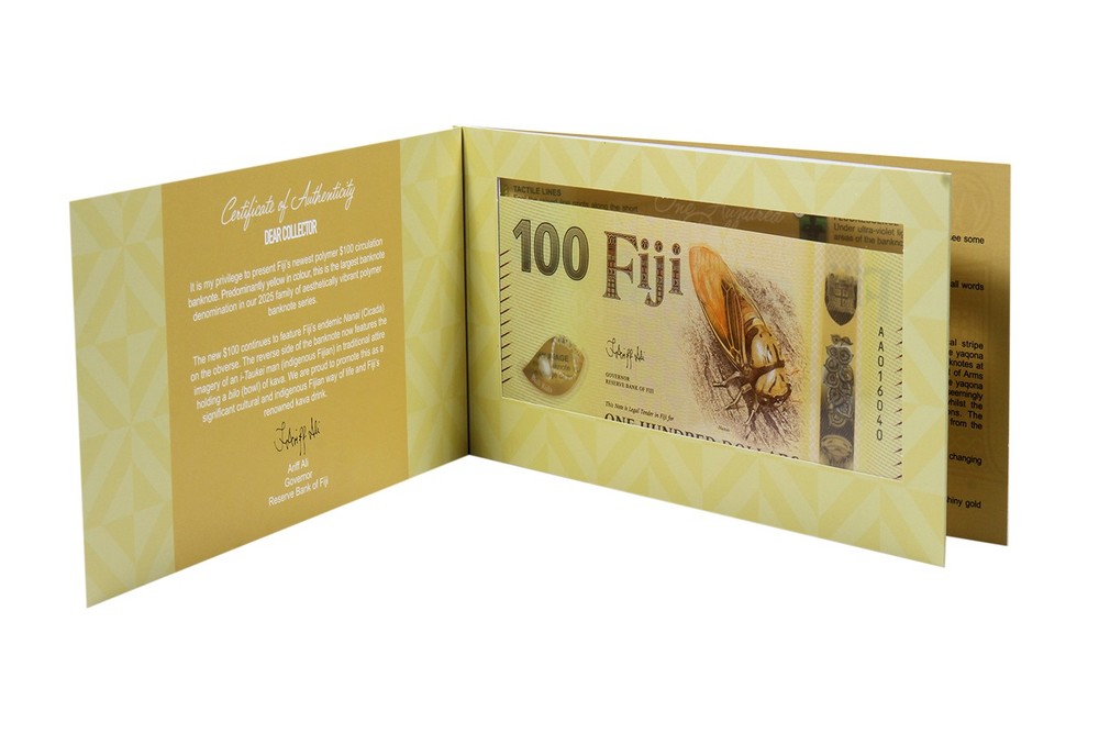 Fiji 100 Dollars, 2026 ND, P-129, UNC, Polymer, w/ Folder