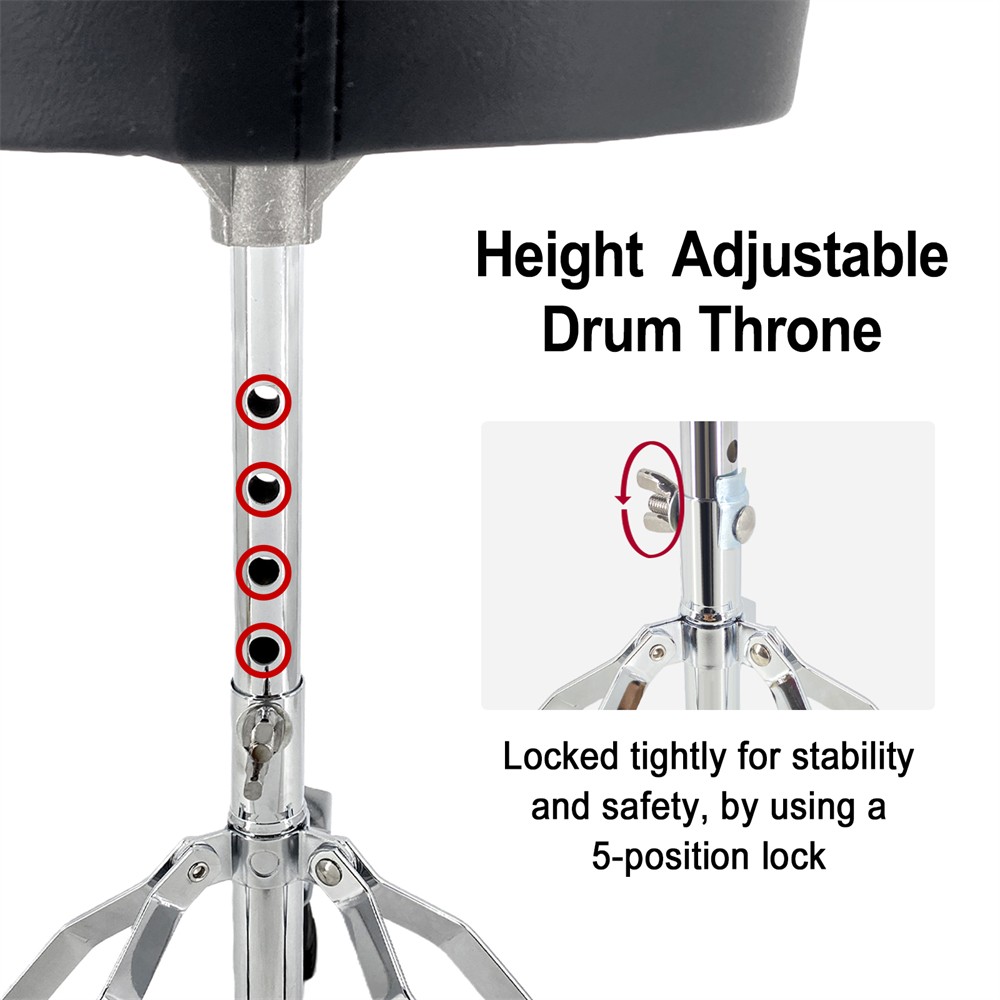 Saddle Drum Throne – Adjustable Height Drum Stool for Adults & Beginner Drummers