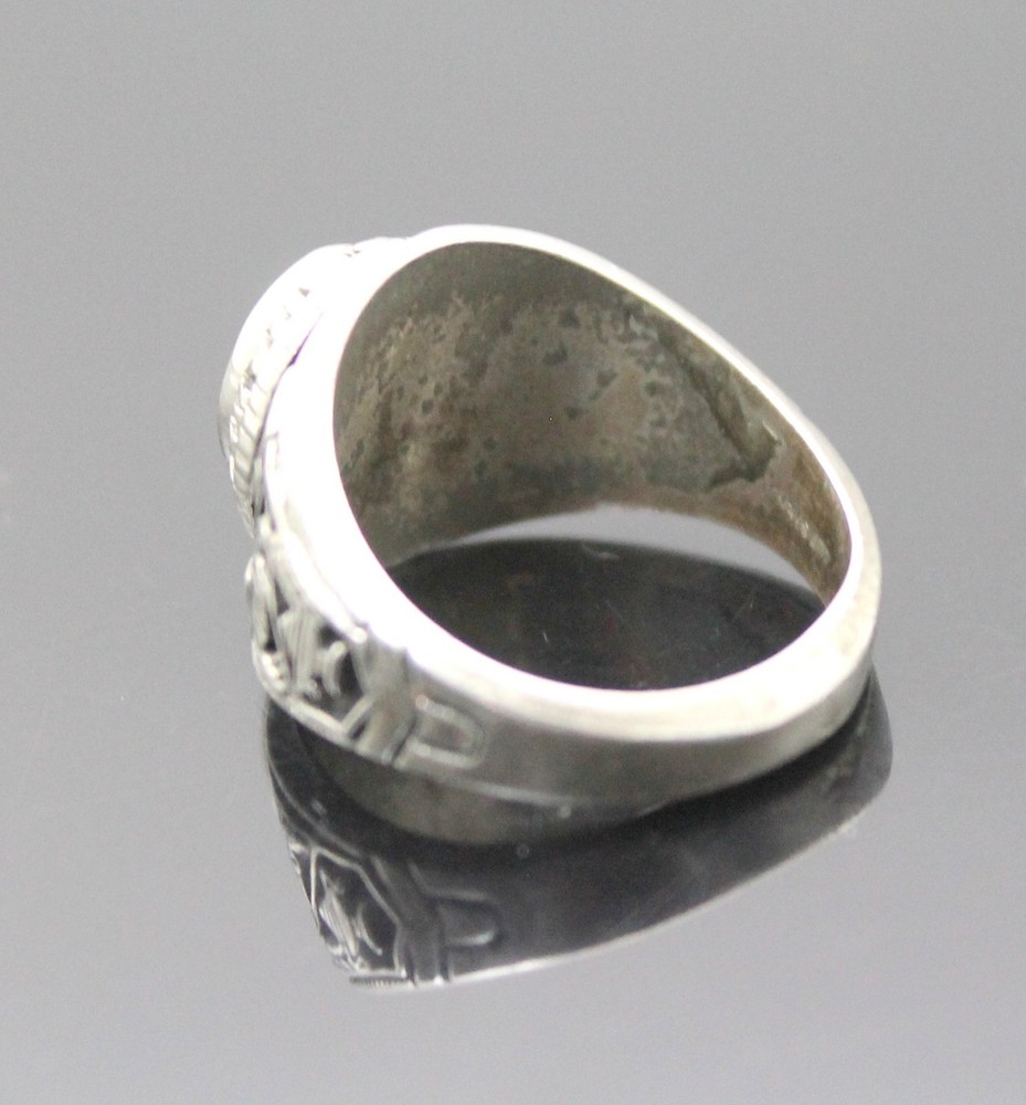 EDWARD SHALLOW SCHOOL 1993 FAUX RUBY SOLID STERLING SILVER RING SIZE 9.75