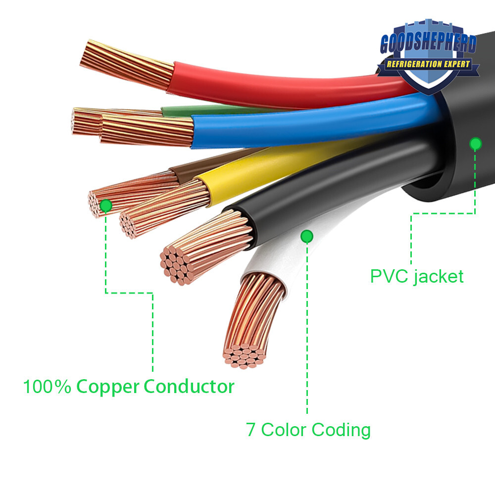 7Pin 7Way Trailer Cable Cord Wire Harness Plug Connector RV Truck 6-7-8-12-16FT