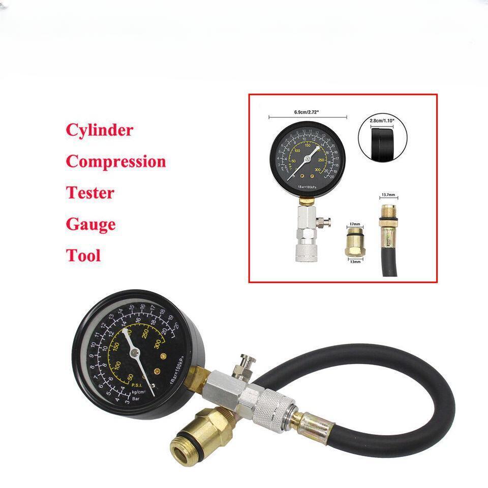 ENGINE COMPRESSION TESTER TESTING GAUGE GAGE CHECK TEST TOOL KIT
