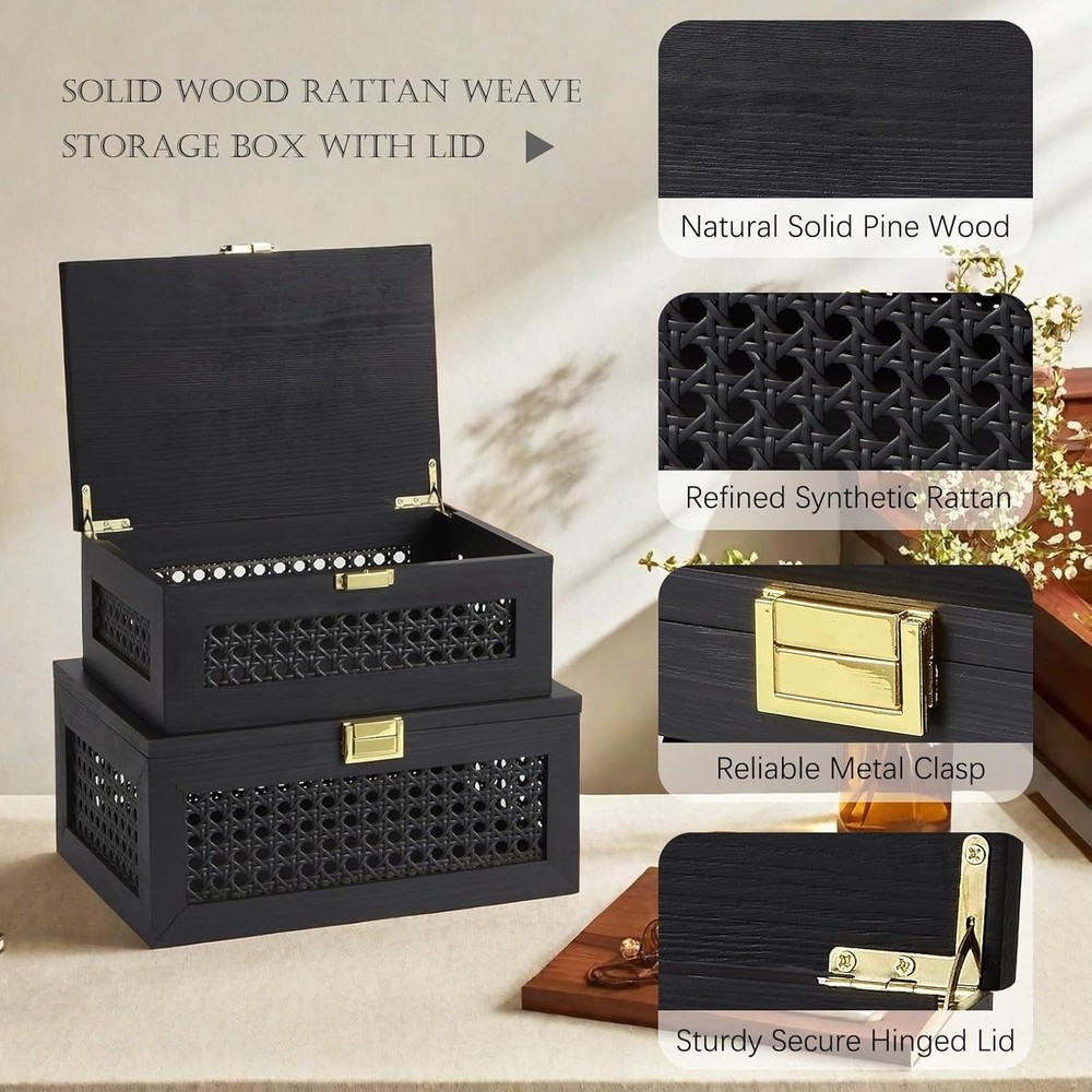 Rustic Pine Wood Keepsake Box Organizer