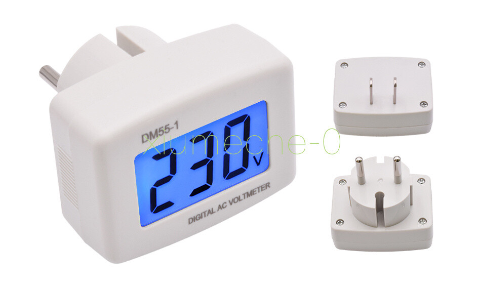 DM55-1 EU US 110V 220V LCD Digital Voltmeter Socket Voltage Tester Wall Mounted