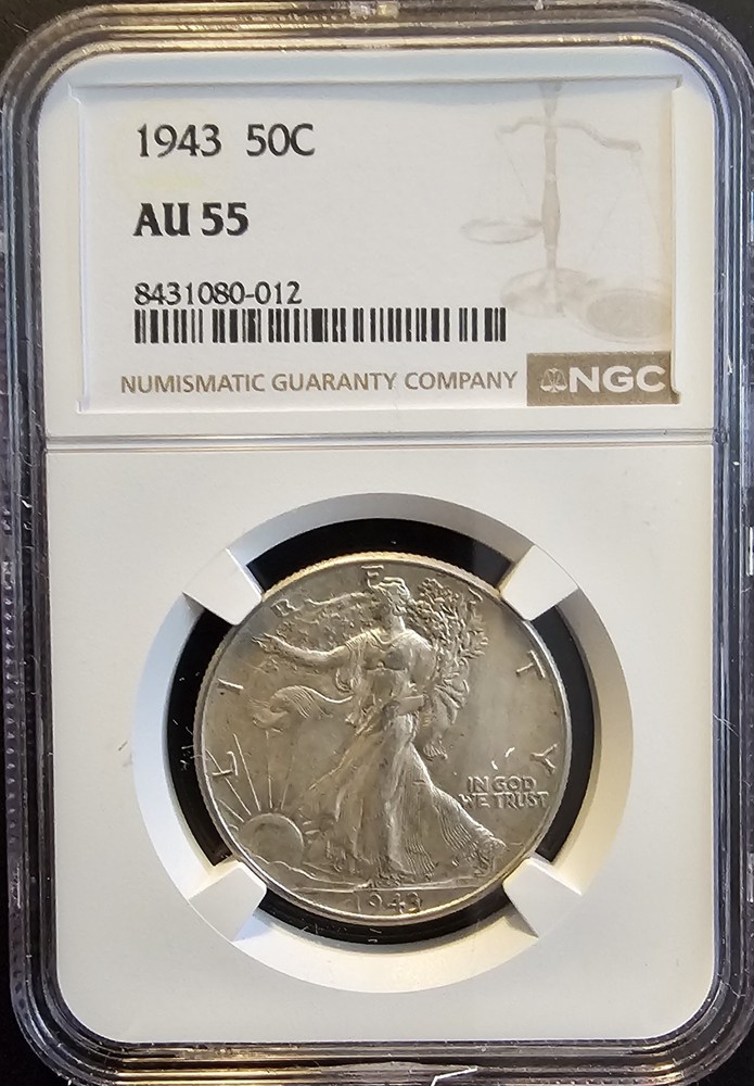 1943 Silver Walking Liberty Half Dollar NGC AU55 About Uncirculated