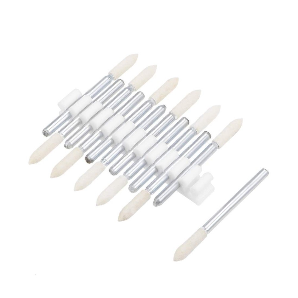 uxcell 3mm Wool Felt Mounted Points Tapered Polishing Bits Burrs Buffing Whee...