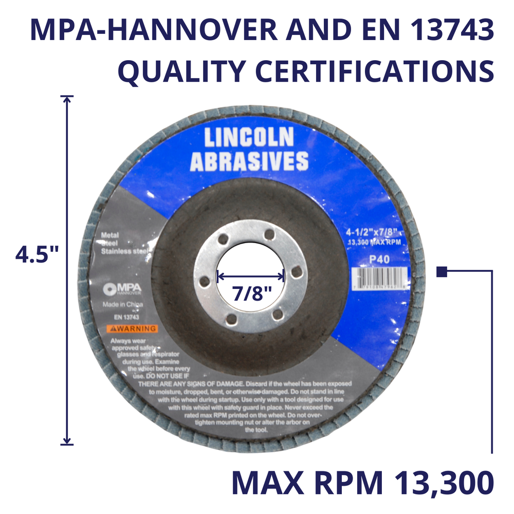 60PK Flap Discs 40 Grit 4.5" x 7/8" Sanding Wheels Disc