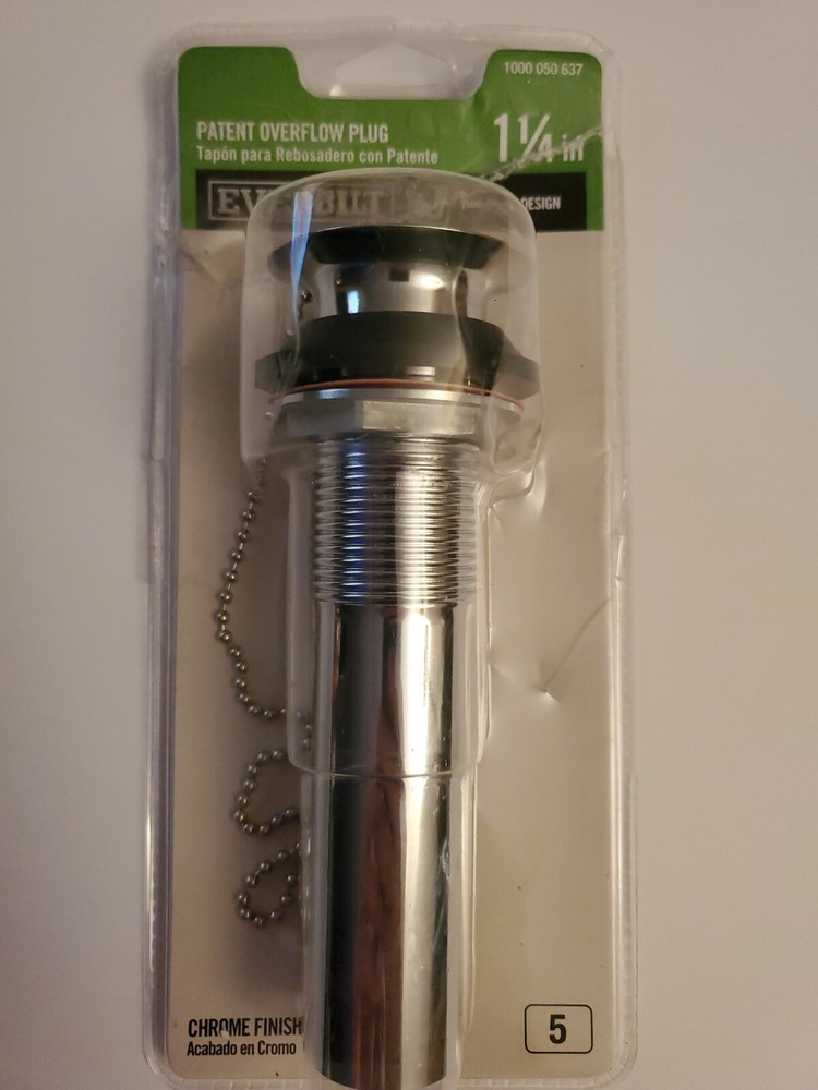 Everbilt 1-1/4 in. x 5 in. Overflow Plug - Chrome.