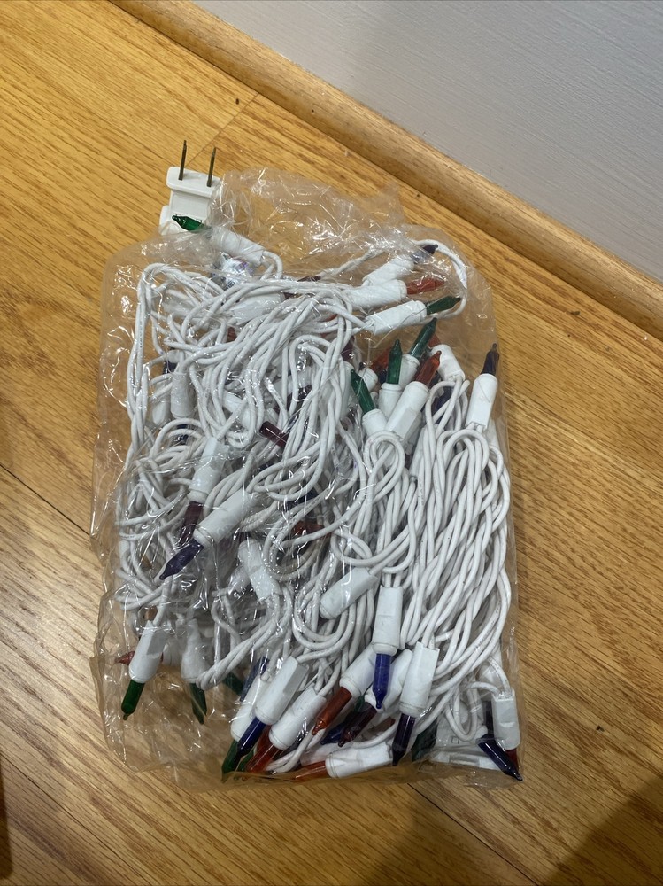 NIB UL 100 Mini Light Set Multi Color Lights White Wire