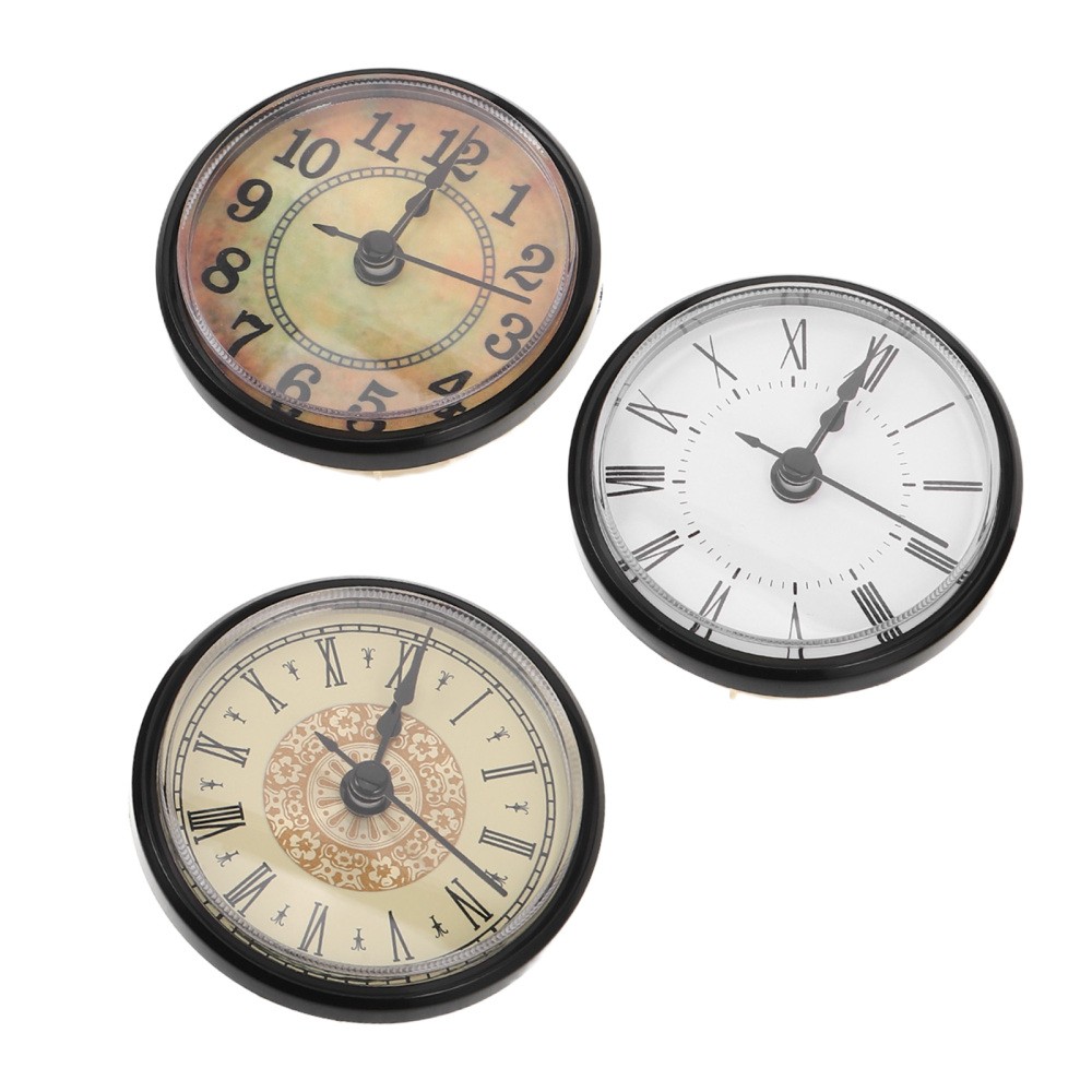 3 Pcs Embedded Quartz Clock Inserts Round Movement Mechanism Kit