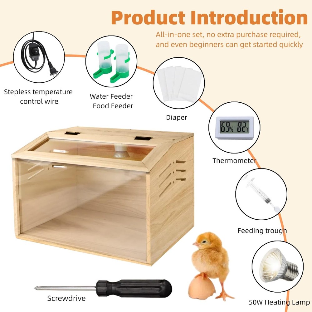 15.74 x 11.81 x 11.81â€ Chick Brooder Box with Heating Lamp, Poultry Beige