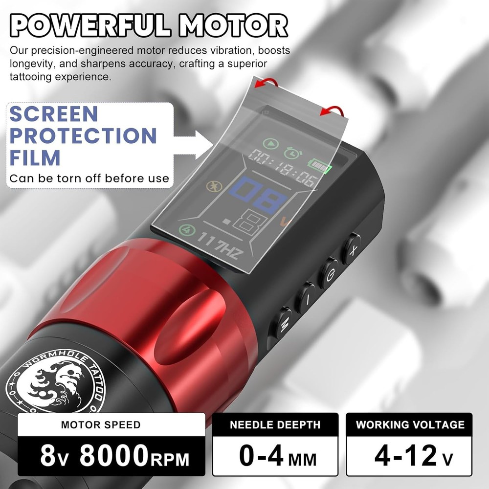 Wireless Tattoo Pen Kit with Long-Lasting Battery & Custom Modes