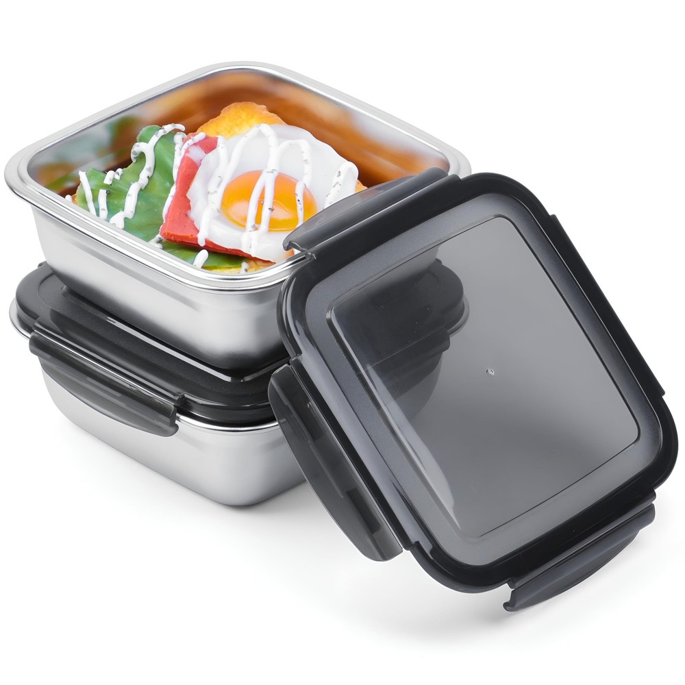 monoan 2 Pack Sandwich Containers, 24oz Stainless Medium, Black – 2-Pack