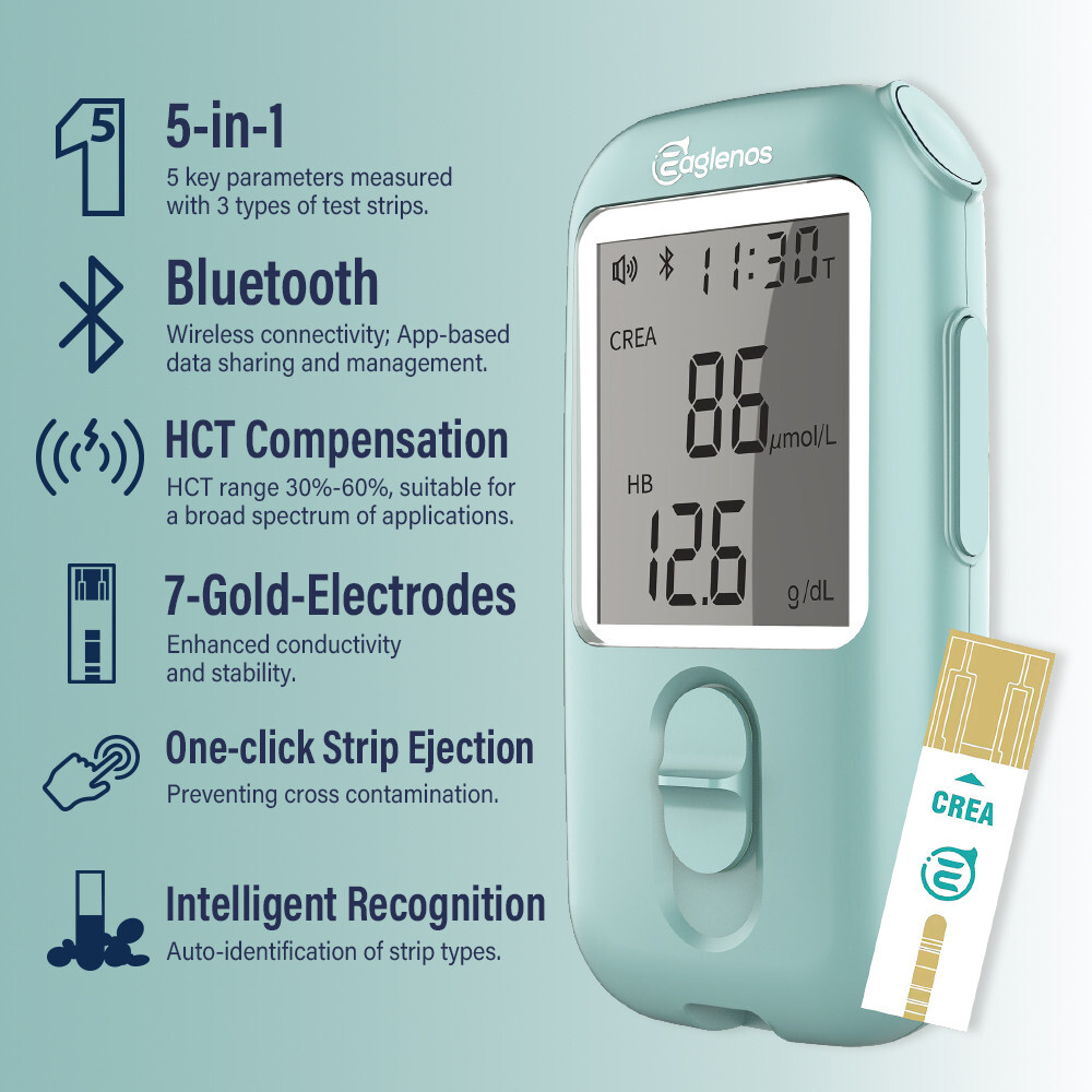Multifunctional Blood Creatinine Meter with 25 Test Strips for Home Testing Use