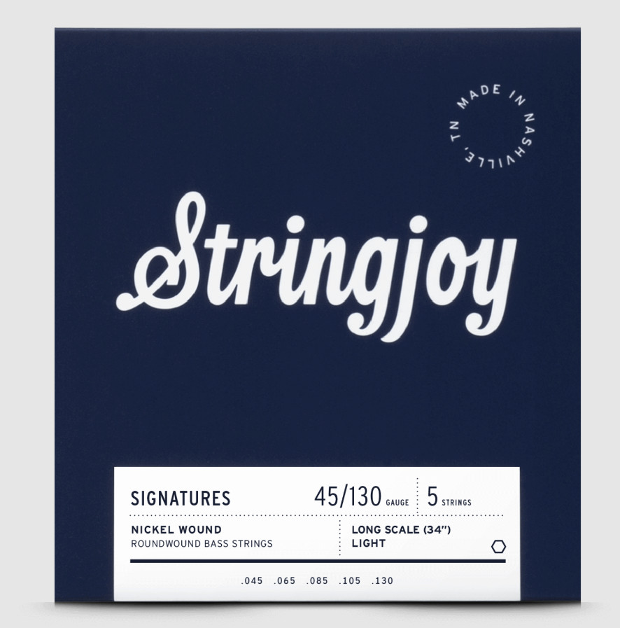 Stringjoy Long Scale Light Nickel Wound 5 String Bass Strings - 45-125