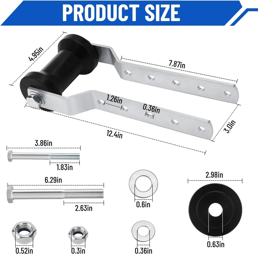 5" Adjustable Rubber Keel Roller with Panel Bracket Assembly for 3" Wide Tongue