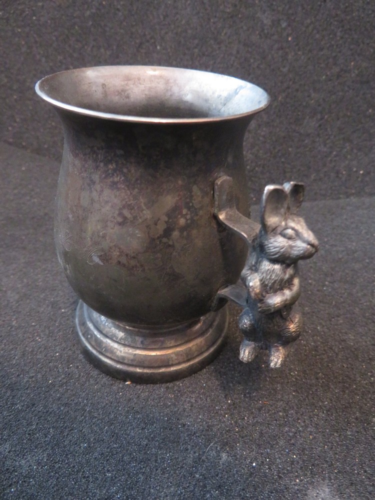 Vintage Grenadier silverplate Cup Mug Rabbit Handle