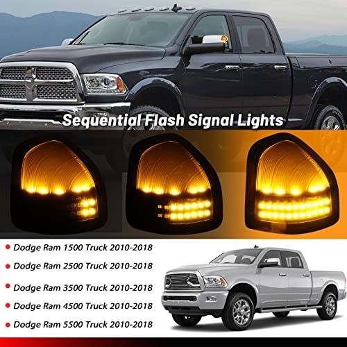Dynamic Sequential LED Side Mirror Compatible with Dodge Ram 1500 Marker Lights