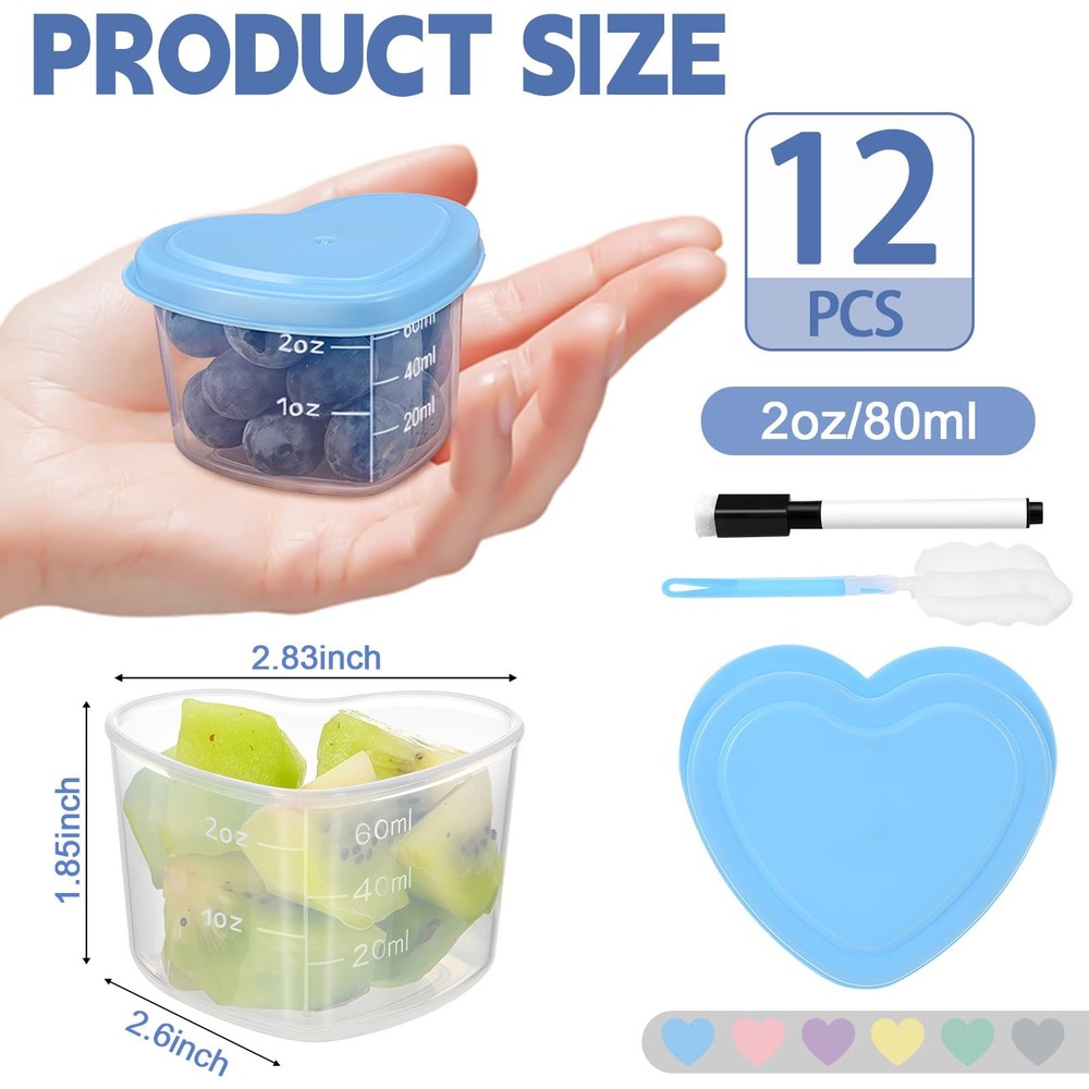 Kosonka 12pcs 2 oz Salad Dressing Container 2oz, 2oz - Multicolor