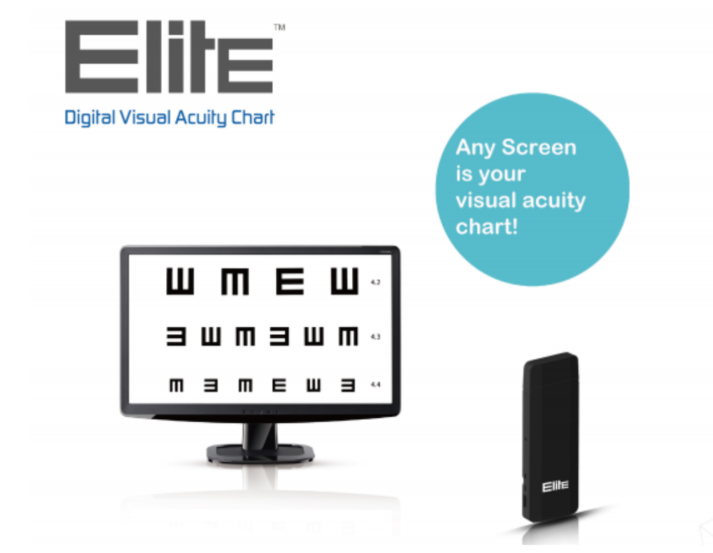 Elite Digital Eye Chart Vision Optics Visual Acuity Software Chart Remote Used