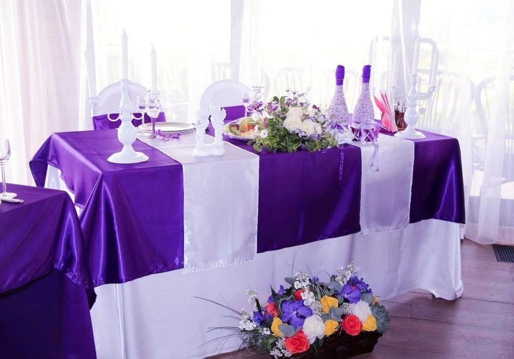 12 Pack Satin Tablecloth Wedding Rectangle Bright 57"x108", Purple