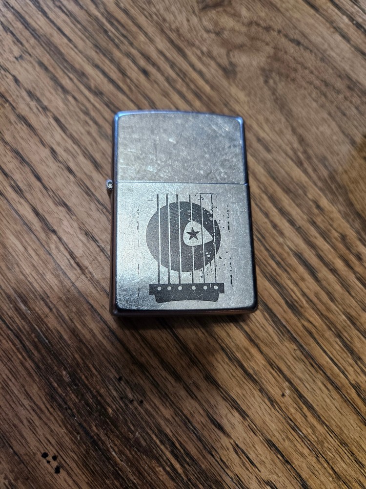 Zippo Lighter Satin Chrome Black Design Never Used