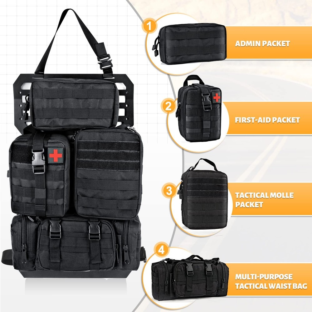 MAIKER 2pcs Tactical Rigid Molle Aluminum Insert Panel Seat Back Organizer Mo...