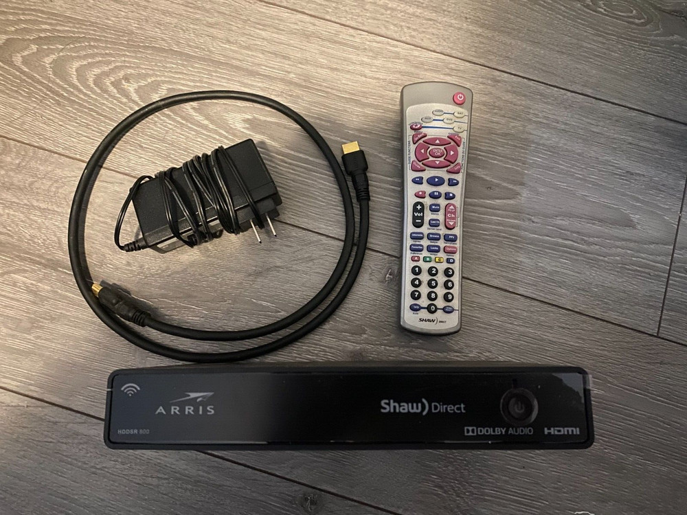 Shaw Direct HDDSR 800 Satellite Receiver With Remote  Adapter and HDMI Cable