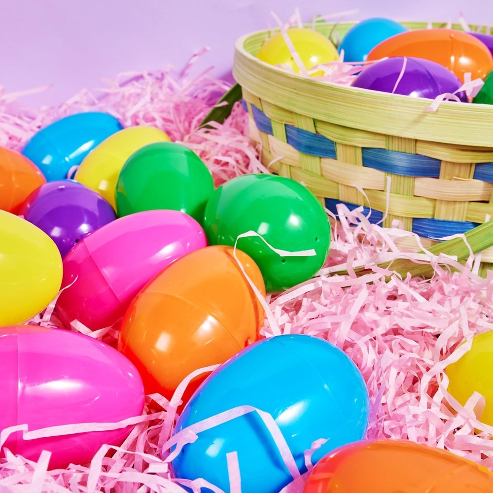 JOYIN 3.15" Easter Eggs, Fillable Plastic Eggs Empty Colorful Bright Eggshells w