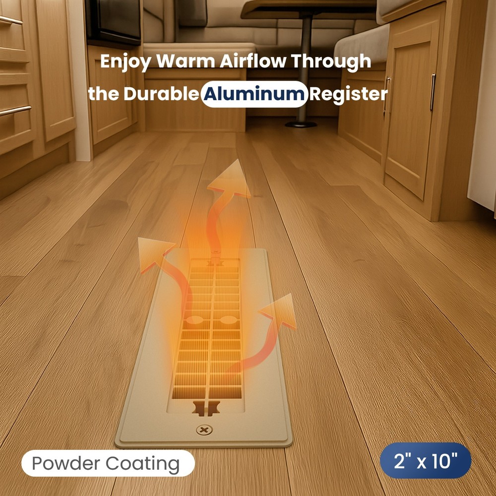 Safoner Aluminum RV Floor Register for 2"x10" Vent with Removable Pet-safe Cover