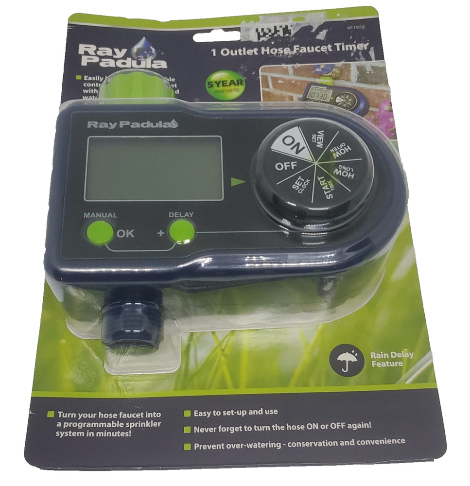 Ray Padula 1-Zone Programmable Electronic Sprinkler Timer for Yard Garden Hose