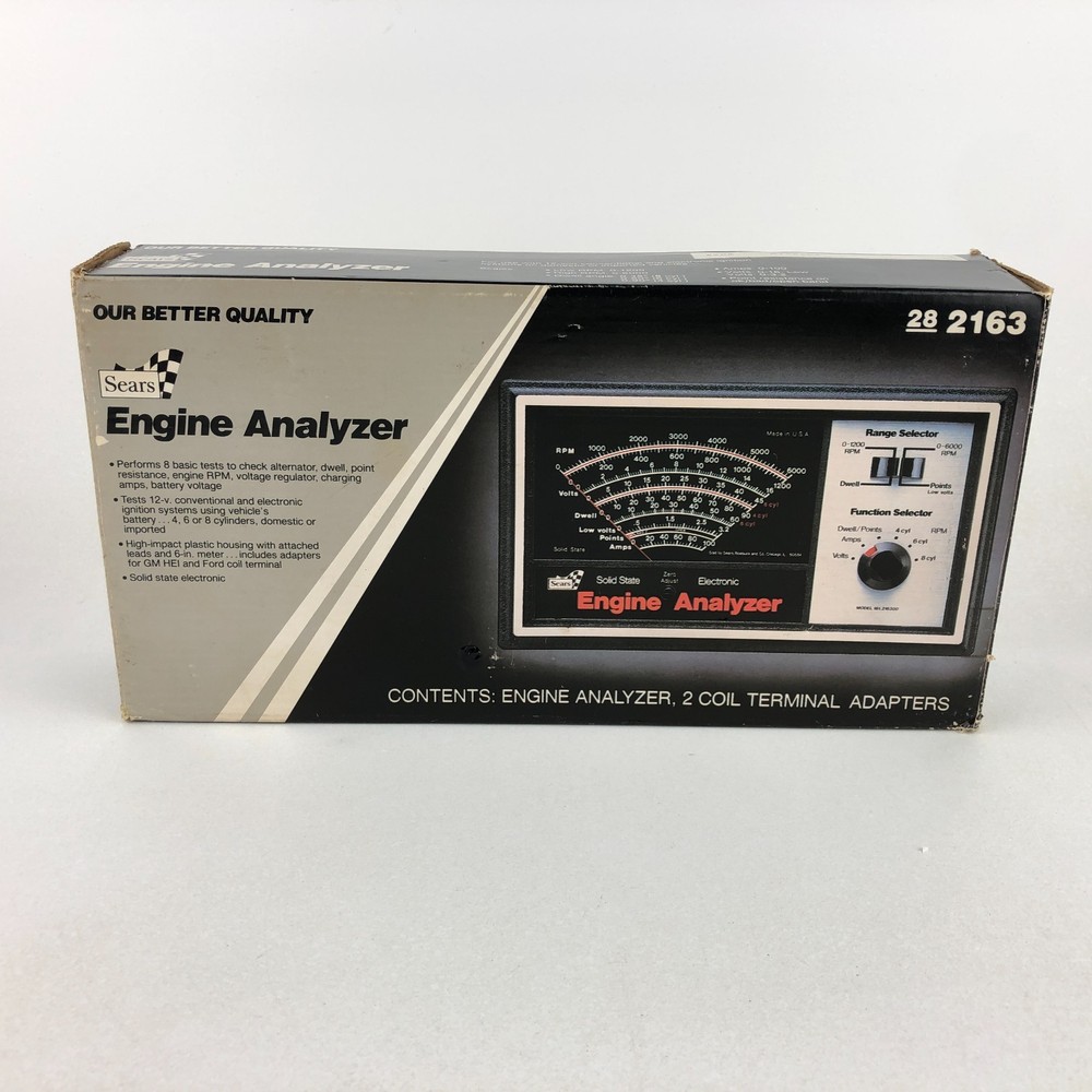 Vintage Sears Engine Analyzer USA Model 28-2163 Solid State Box & Manual NICE!
