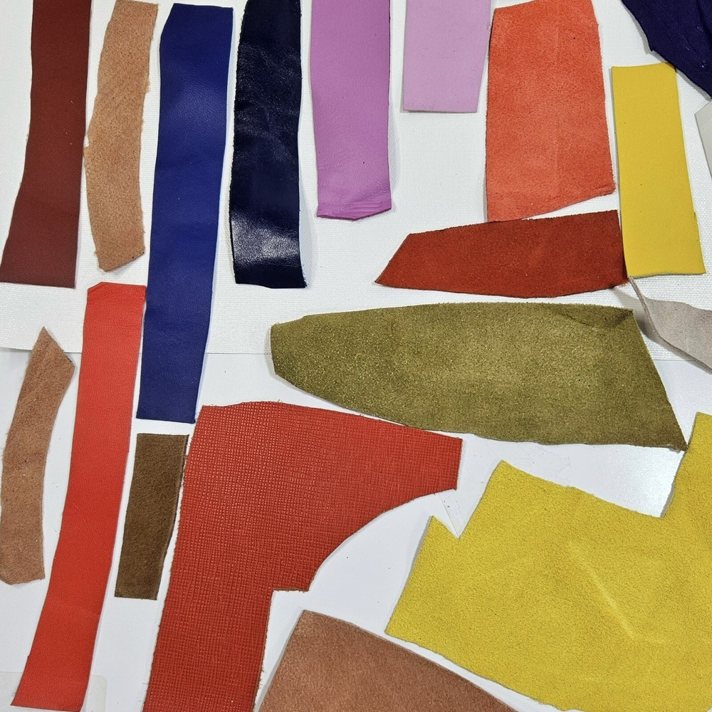 Genuine Leather Scraps Bits Small/Tiny Samples Crafts 15 oz Total