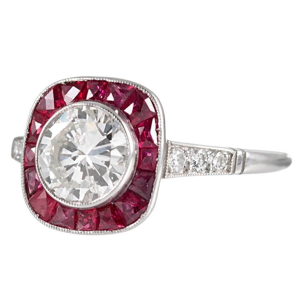 Vintage Style Lab-Created 3.10 Ct Diamond & Red Ruby Wedding Ring 925 Silver