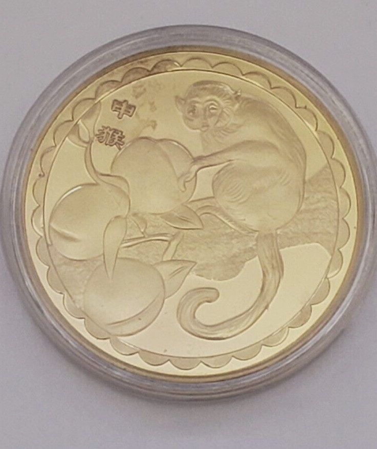 Monkey With 3  Peaches    1 oz  Proof  Coin   3325aaa