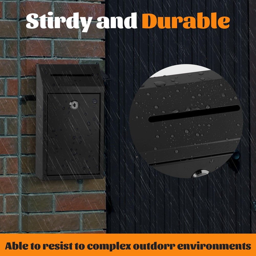 Metal Locking Mailbox Wall Mounted RustMail Case Lockable Mail Letterbox Sugg...