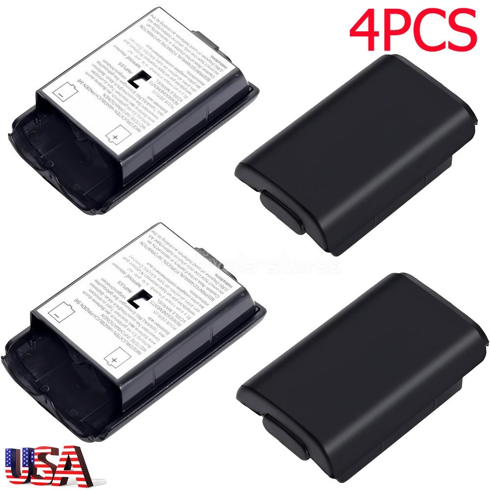 4PC AA Battery Back Cover Case Shell Pack For Xbox 360 Wireless Controller Black
