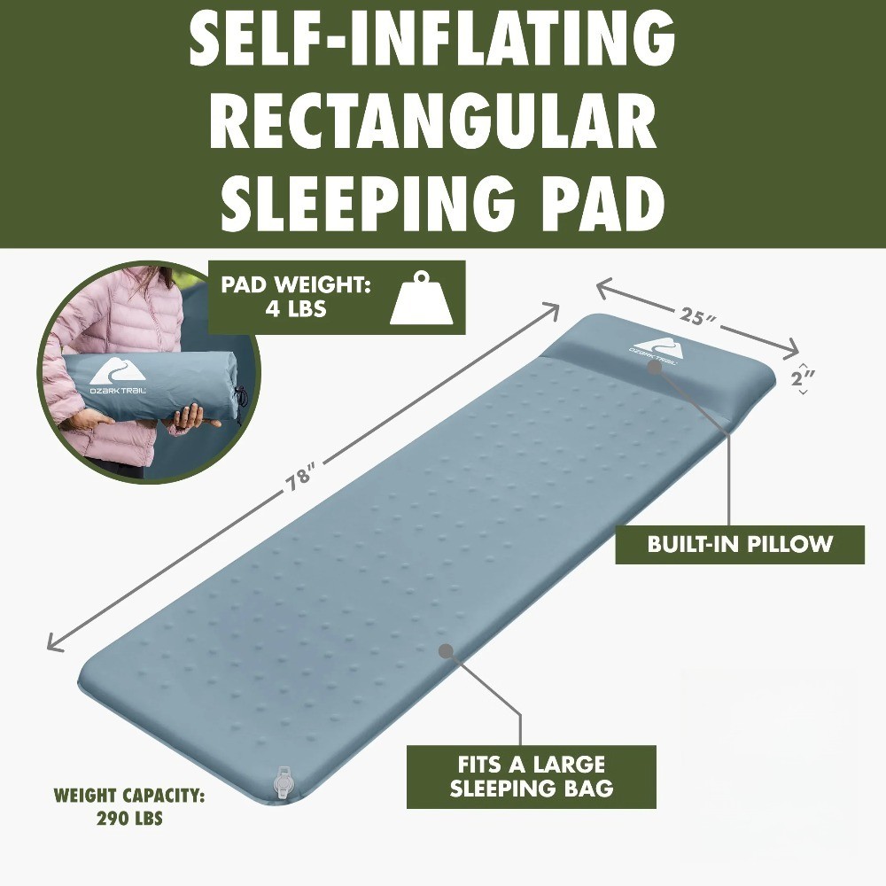 Self-Inflating Large Rectangular Sleeping Pad
