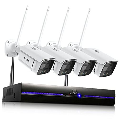 3MP WiFi Security Camera System with Floodlight Without Hard Drive, 2K White