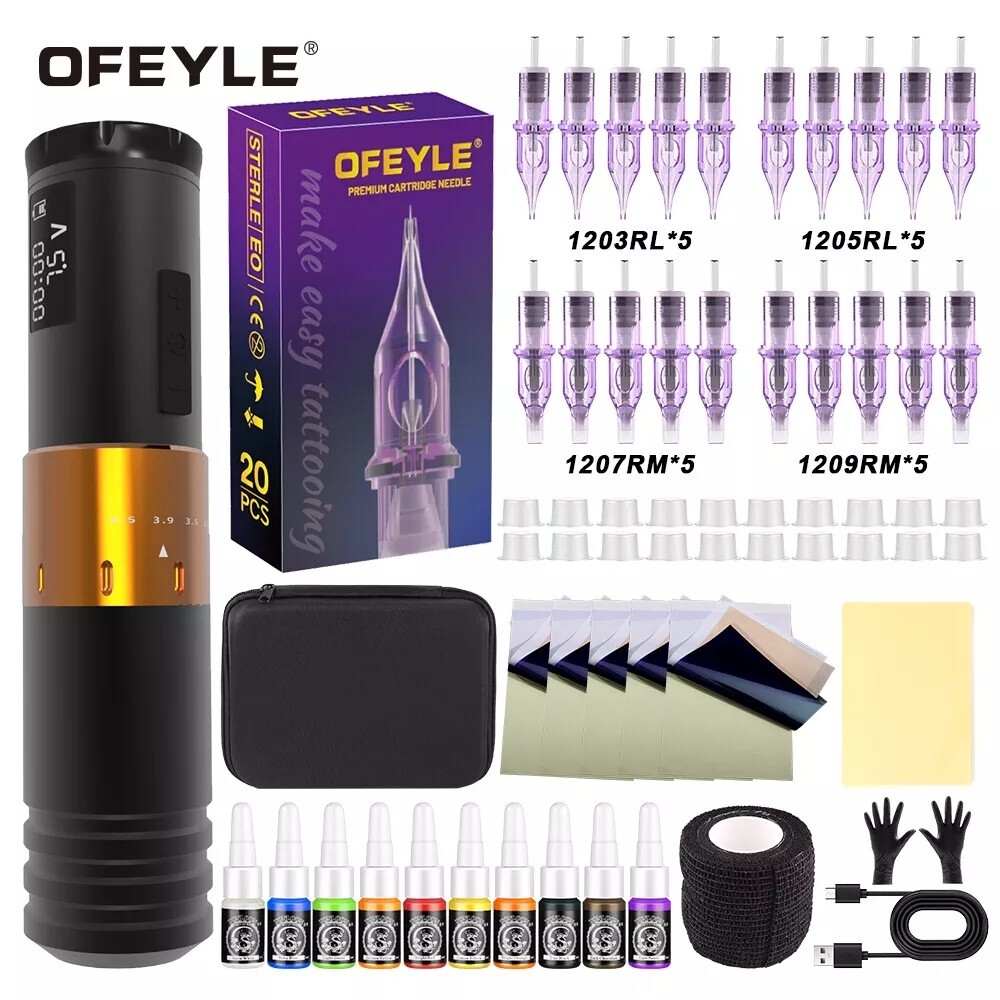 Tattoo Complete Kit Wireless Machine Adjustable Stroke Rotary Pen with Needles