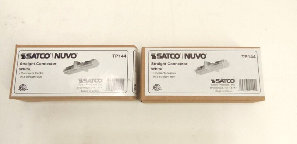 Satco Nuvo TP144 White Mini Straight Connector Track lighting Accessory 2pk