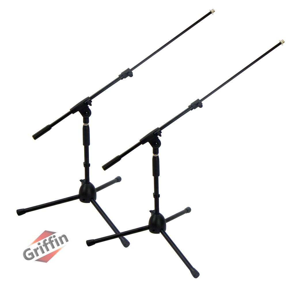 Short Mic Stand 2x BUNDLE | Telescoping Boom Guitar Amplifiers Bass Drum Desktop