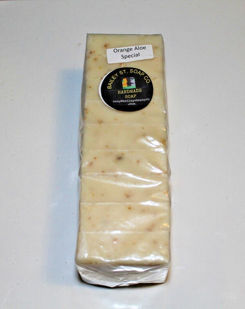 Orange Aloe Special. Handmade soap loaf precut 9 bars