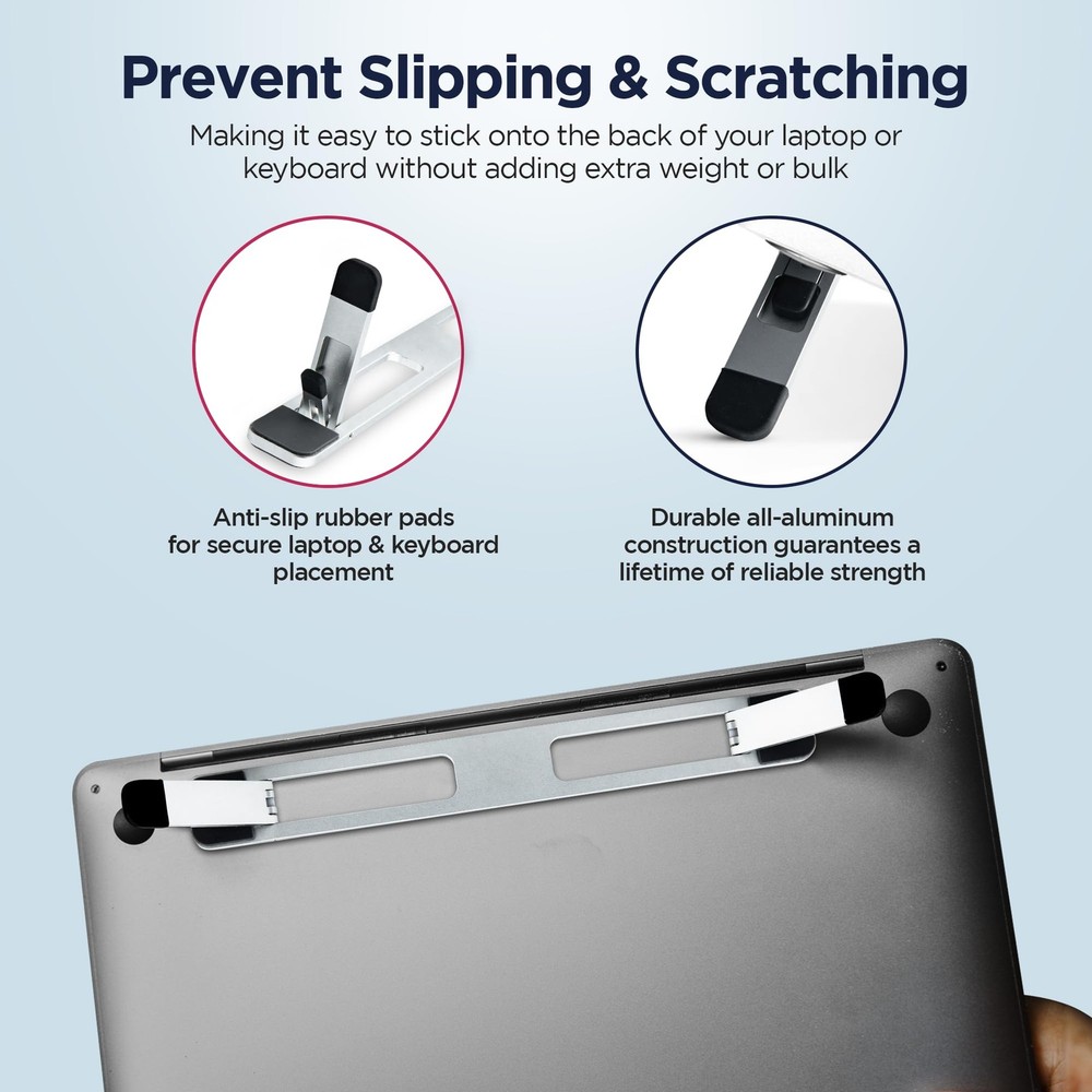 ProRiser by PostureUp – Self-Adhesive Non-Scratch Aluminum Laptop & Silver
